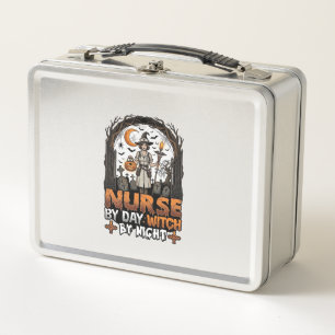 Nurse Day Witch Night Halloween Cemetery Pumpkin_1 Metal Lunch Box