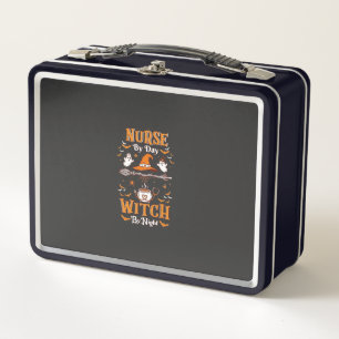 Nurse Day Witch Night Halloween Hat Ghosts Metal Lunch Box