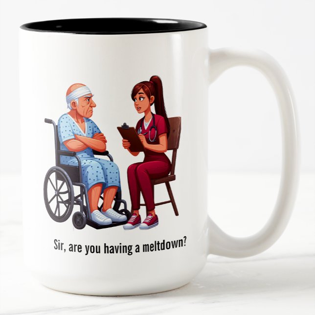 Nurse Dealing With Self Entitled Elderly Patient  Two-Tone Coffee Mug (Creator Uploaded)