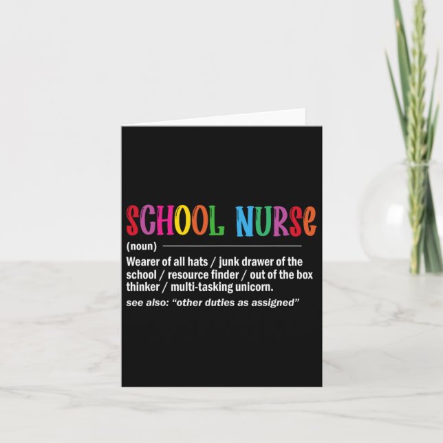 Nurse Definition Back To School Fun  Card (Front)