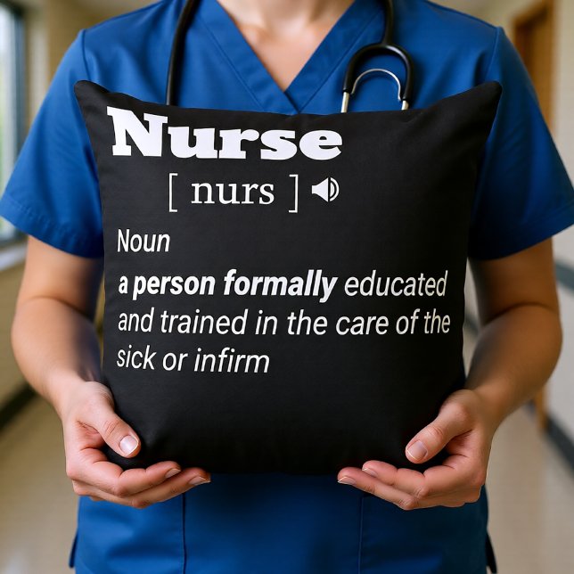 Nurse Definition Modern Black & White Typography – Throw Pillow (Nurse Definition Modern Black & White Typography – Throw Pillow)
