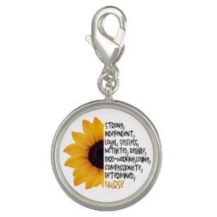 Nurse Definition Yellow Sunflower Essential Worker Charm