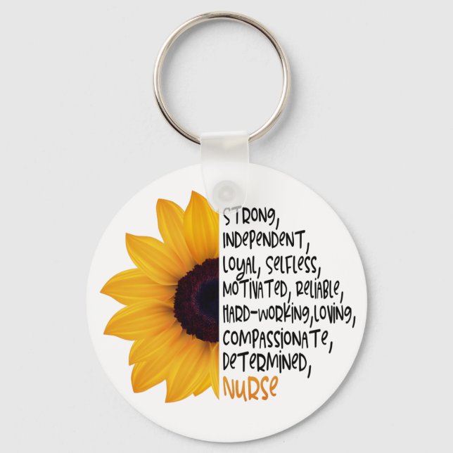 Nurse Definition Yellow Sunflower Essential Worker Keychain (Front)
