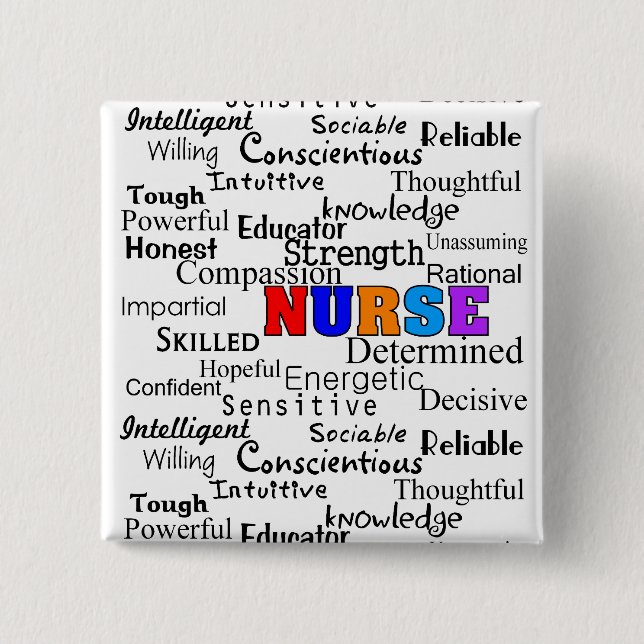 Nurse Describing Words Gifts 2 Inch Square Button (Front)