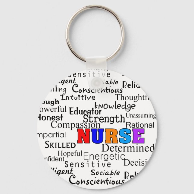 Nurse Describing Words Gifts Keychain (Front)