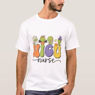 Nurse Dinosaur Halloween Pumpkin Neonatal Icu Dino T-Shirt