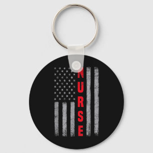 Nurse Distressed American Flag Design Nursing Keychain