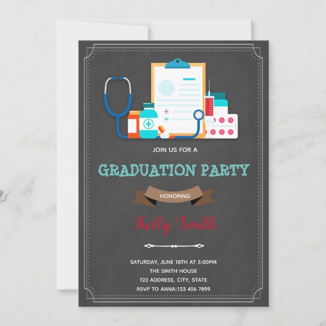 Nurse doctor graduation retirement party invitation (Front)