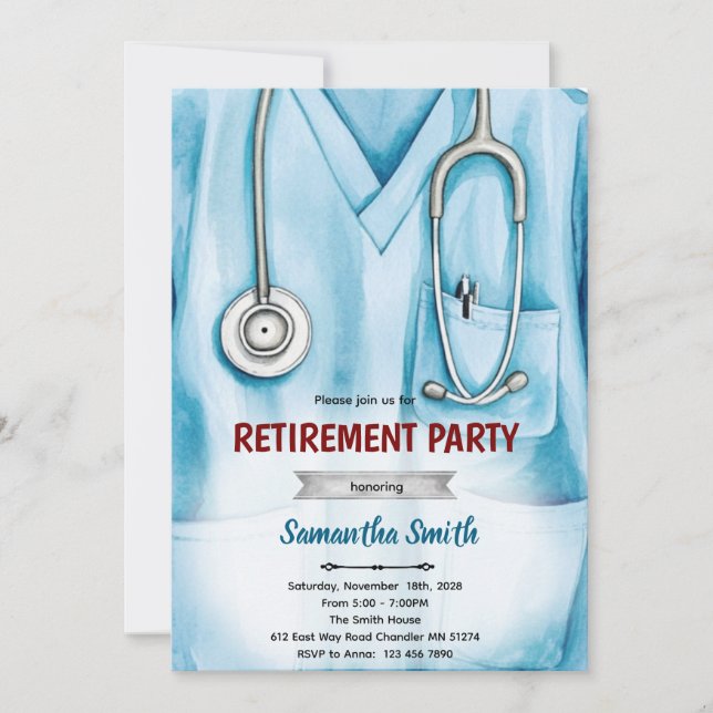 Nurse doctor retirement invitation (Devant)