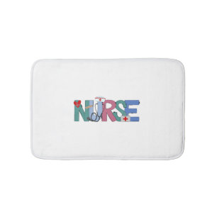 Nurse Doodle Life Heart Motivational Help Bath Mat