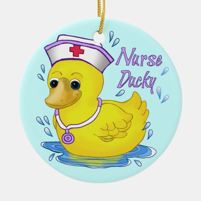 Nurse Ducky Ceramic Ornament (Front)