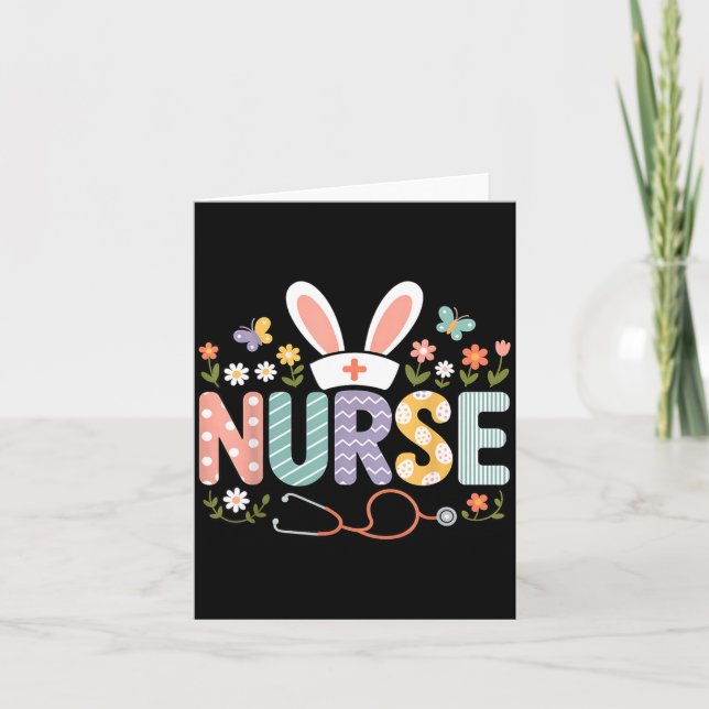 Nurse Easter Bunny Funny Nurse Spring Holiday Card (Front)