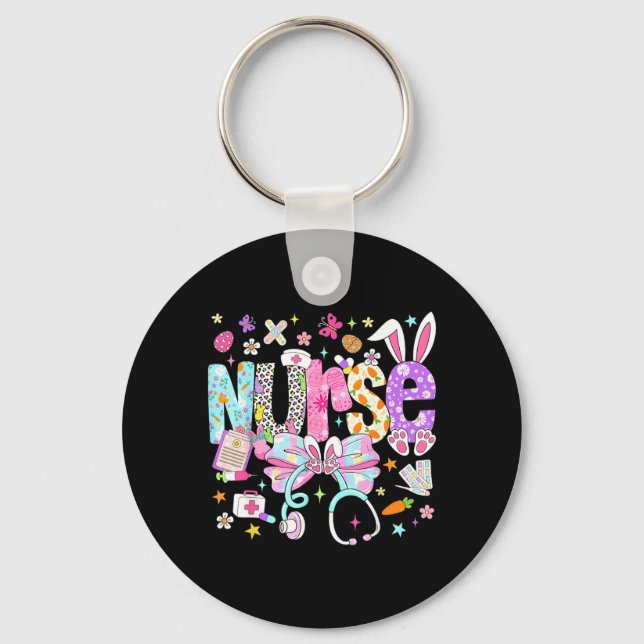 Nurse Easter Day Cute Coquette Stethoscope Nursing Keychain (Front)