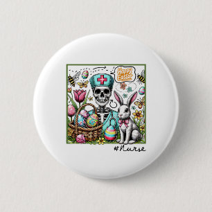 Nurse Easter Day Skeleton Cute Bunny Eggs Coquette 2 Inch Round Button