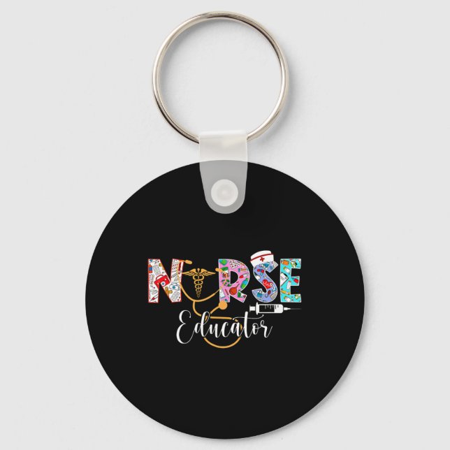 Nurse Educator Nursing School Instructor Stethosco Keychain (Front)