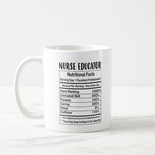Nurse Educator Nutrition Facts 11oz Coffee Mug (Left)