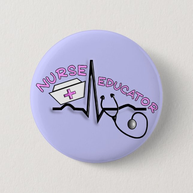 Nurse Educator QRS and Nurse Cap Design 2 Inch Round Button (Front)
