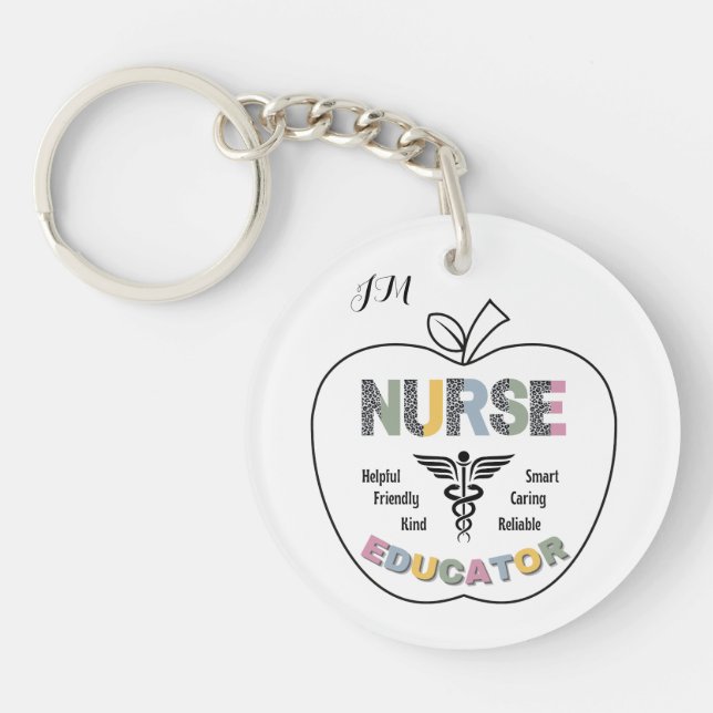 Nurse Educator Qualities/Apple Personalized Keychain (Front)