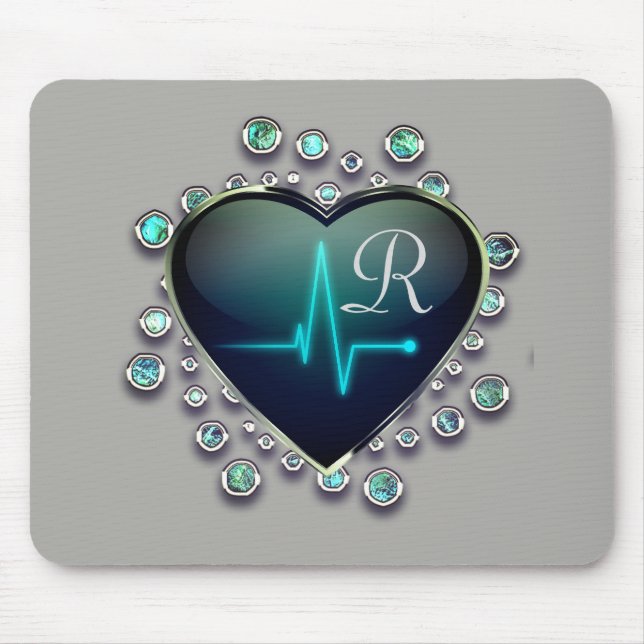 Nurse EKG heart and jewel mousepad (Front)