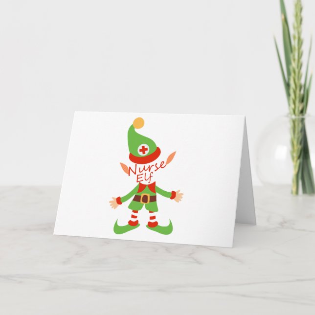 Nurse Elf Christmas Nursing Gifts Holiday Card (Front)