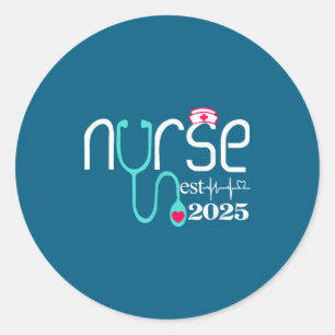 Nurse est 2025 rn nursing school graduation classic round sticker