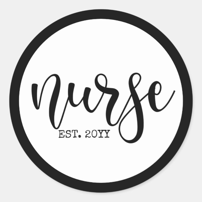 Nurse Est Custom Year Student Nurse RN graduation Classic Round Sticker (Front)