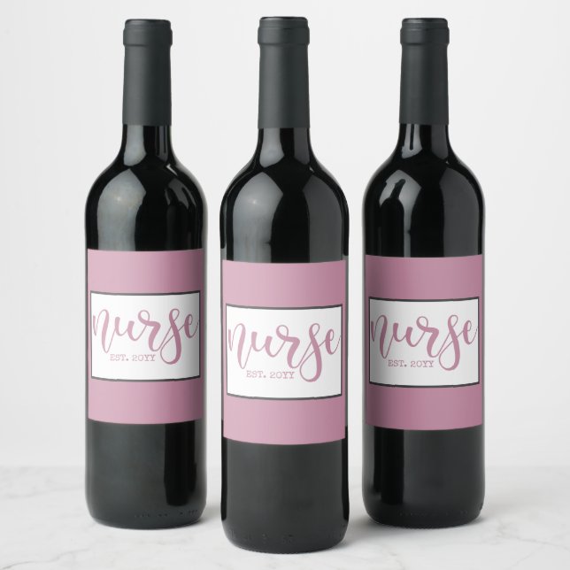 Nurse Est Custom Year Student Nurse RN graduation Wine Label (Bottles)
