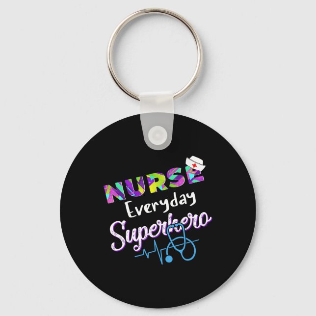 Nurse Every Day Superhero Colouring International  Keychain (Front)