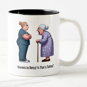 Nurse Face-Off With Feisty Granny Two-Tone Coffee Mug