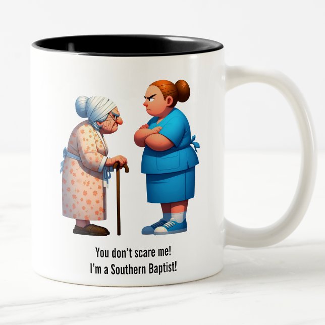 Nurse Face-Off With Feisty Granny Two-Tone Coffee Mug (Creator Uploaded)