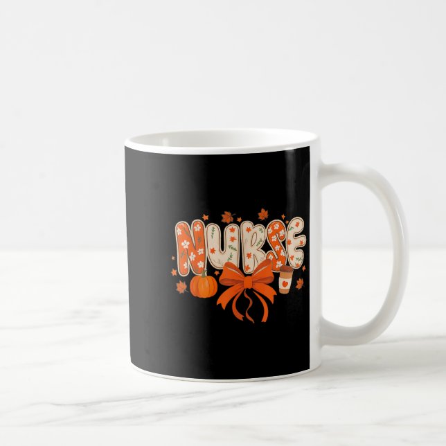 Nurse Fall Autumn Pumpkin Sce Coffee Thanksgiving  Coffee Mug (Right)