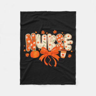 Nurse Fall Autumn Pumpkin Sce Coffee Thanksgiving  Fleece Blanket