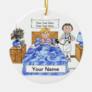 Nurse - Female, Adult Female Patient Ceramic Ornam Ornament