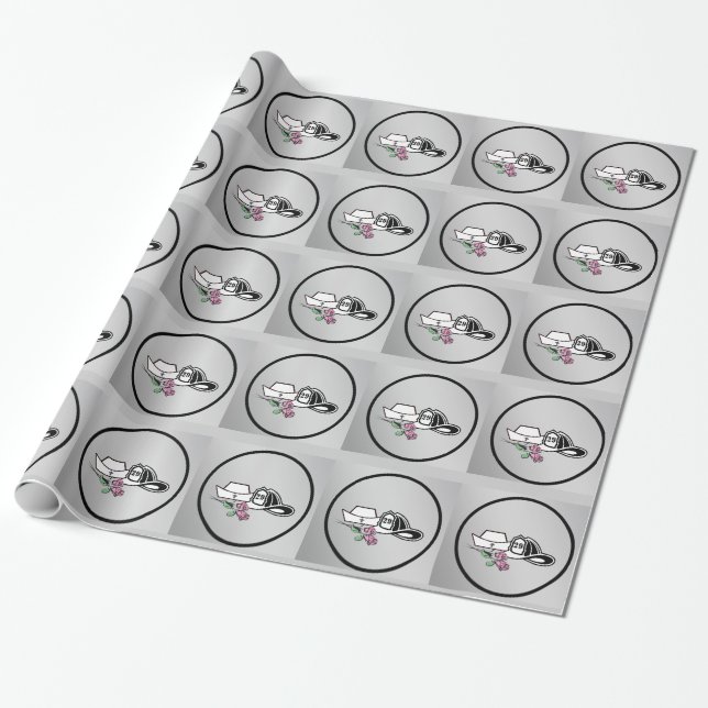 Nurse firefighter wrapping paper design (Unrolled)
