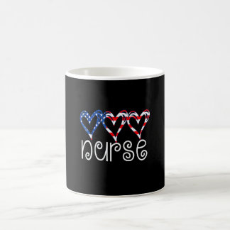 Nurse Flag Hearts Nurse 4th Of July Men Women Coffee Mug