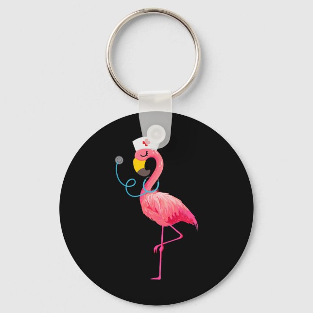 Nurse Flamingo - Funny Flamingo Lover Nursing  Keychain (Front)