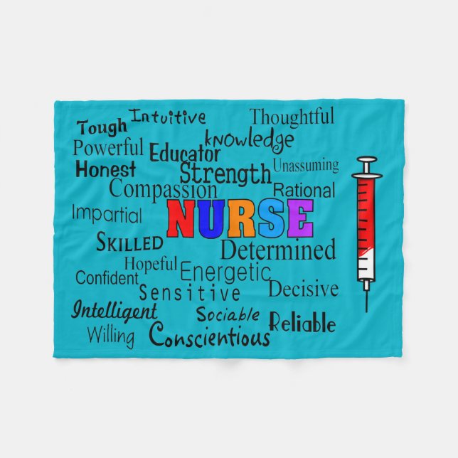 Nurse Fleece Blanket Describing Words (Front (Horizontal))