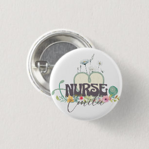Nurse Floral Garden Your Name 1 Inch Round Button