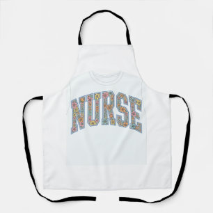 Nurse Floral Varsity Lettering Shirt Design_1 Apron