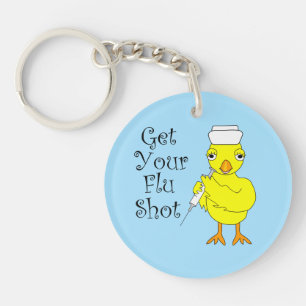 Nurse Flu Shot Chick Keychain