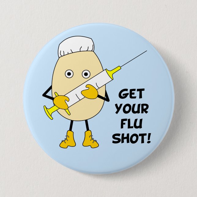 Nurse Flu Shot Egghead 3 Inch Round Button (Front)