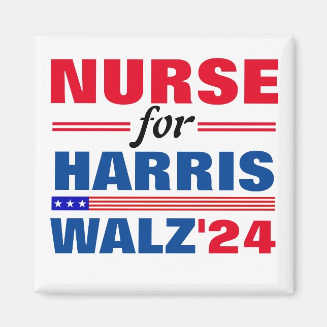 Nurse for Harris Walz Red Blue Magnet (Front)