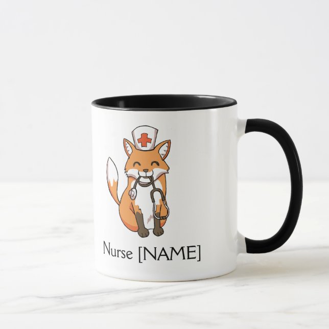 Nurse Fox Drawing Cute Template Personalised Mug (Right)
