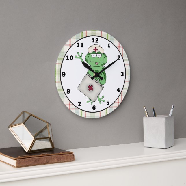 Nurse Frog Cartoon Clock (Office)