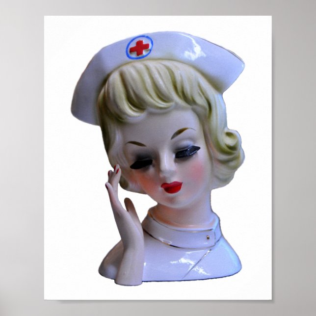 Nurse Front Line Hero Caregiver Lady Head Vase Poster (Front)