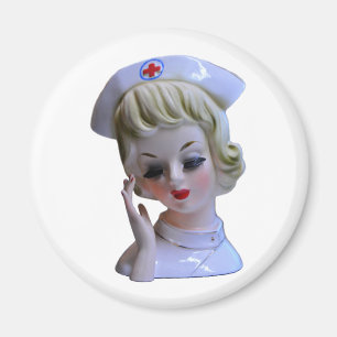 Nurse Front Line Hero Lady Head Vase Magnet