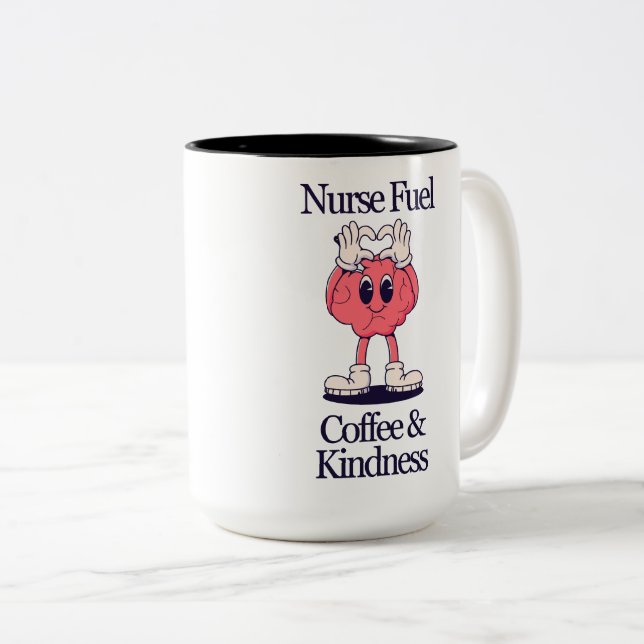 Nurse Fuel – Coffee & Kindness Design Two-Tone Coffee Mug (Front Right)