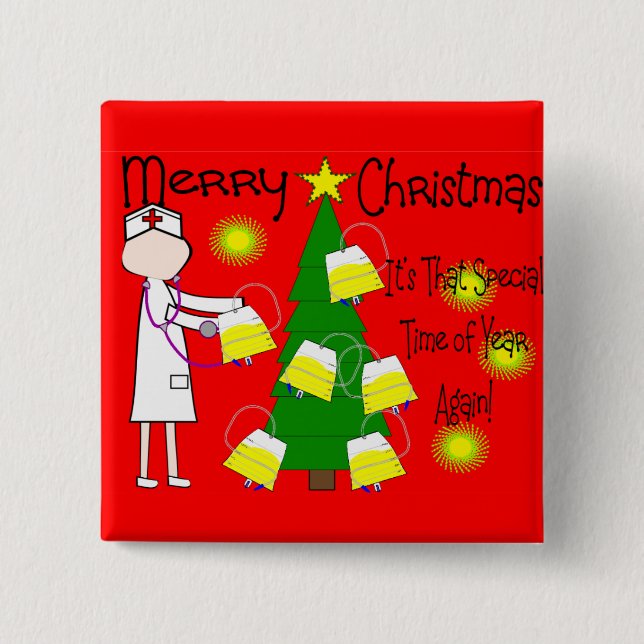 Nurse Funny and Twisted Christmas Humour 2 Inch Square Button (Front)