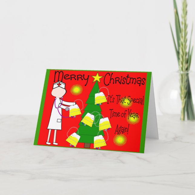 Nurse Funny and Twisted Christmas Humour Holiday Card (Front)