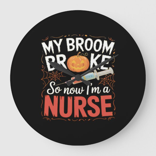 Nurse Funny Halloween Nursing Essential T-Shirt Large Clock (Front)